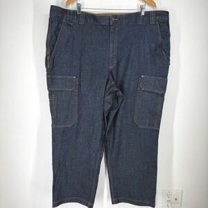 Duluth Trading Co Flex Ballroom Jeans Mens 48x30 Blue Cargo Denim Work Pants
